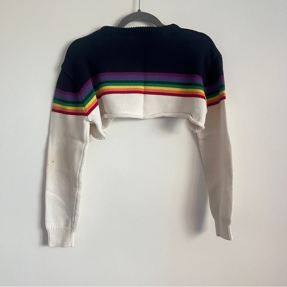 Brandy Melville Rainbow Stripe Cropped Knit Sweater - Picture 4 of 12
